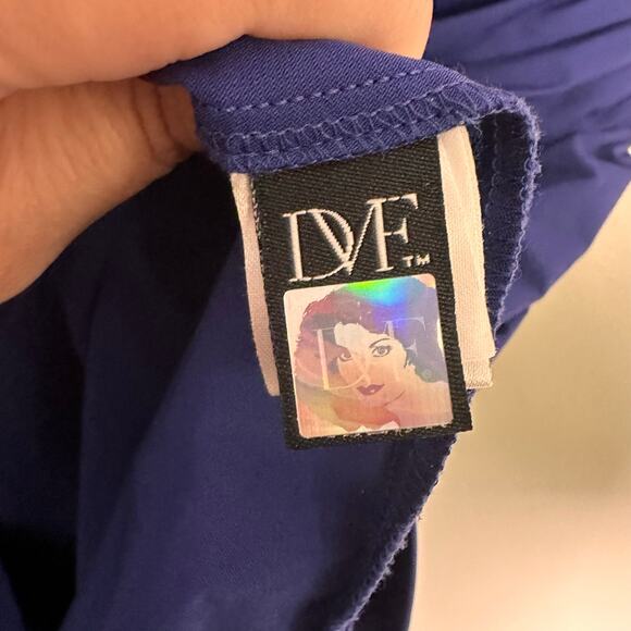 Diane Von Furstenberg Blue Jamila Ruched Dress Womens Size 0 Cap Sleeve DVF - Picture 12 of 16